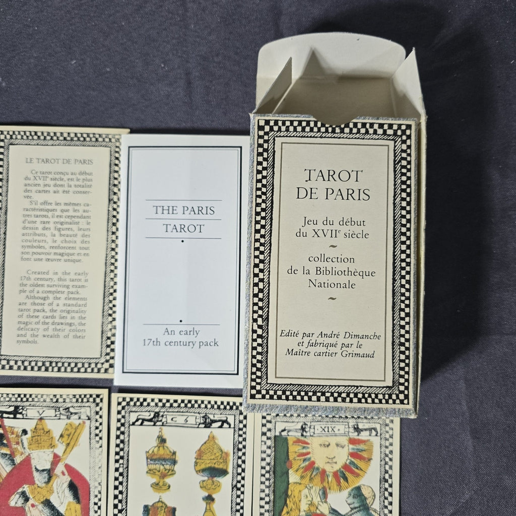 Vintage Tarot de Paris Card Deck 17th Century Reproduction by Andre Dimanche. Printed by Grimaud OOP