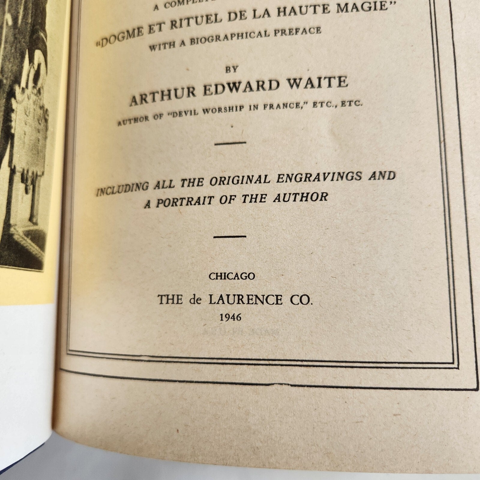 Eliphas Levi Transcendental Magic. Published by de Laurence in 1946. Hardcover Occult Book 2nd Ed