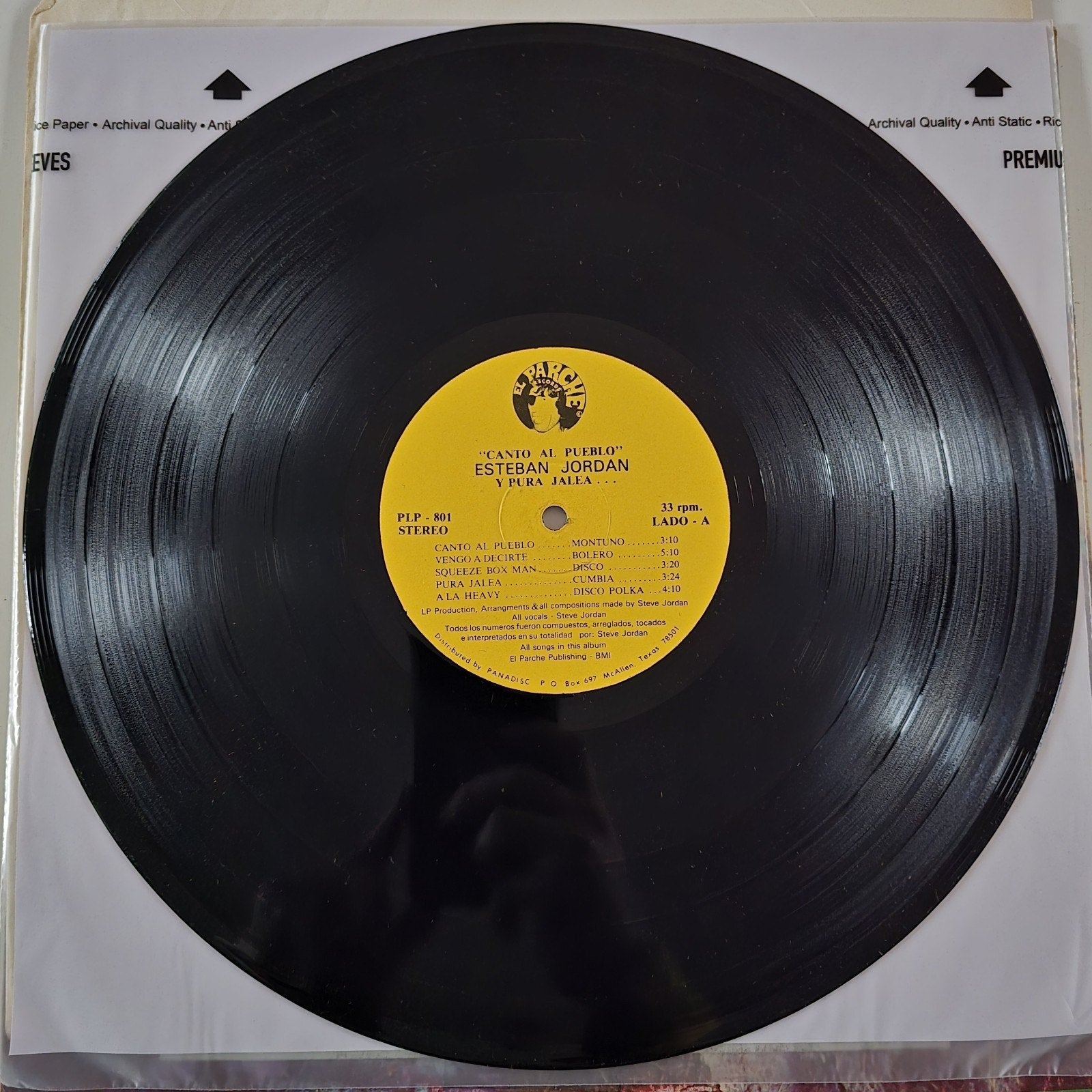 Original Esteban Steven Jordan & Pura Jalea - Canto Al Pueblo Vinyl LP 1st Edition
