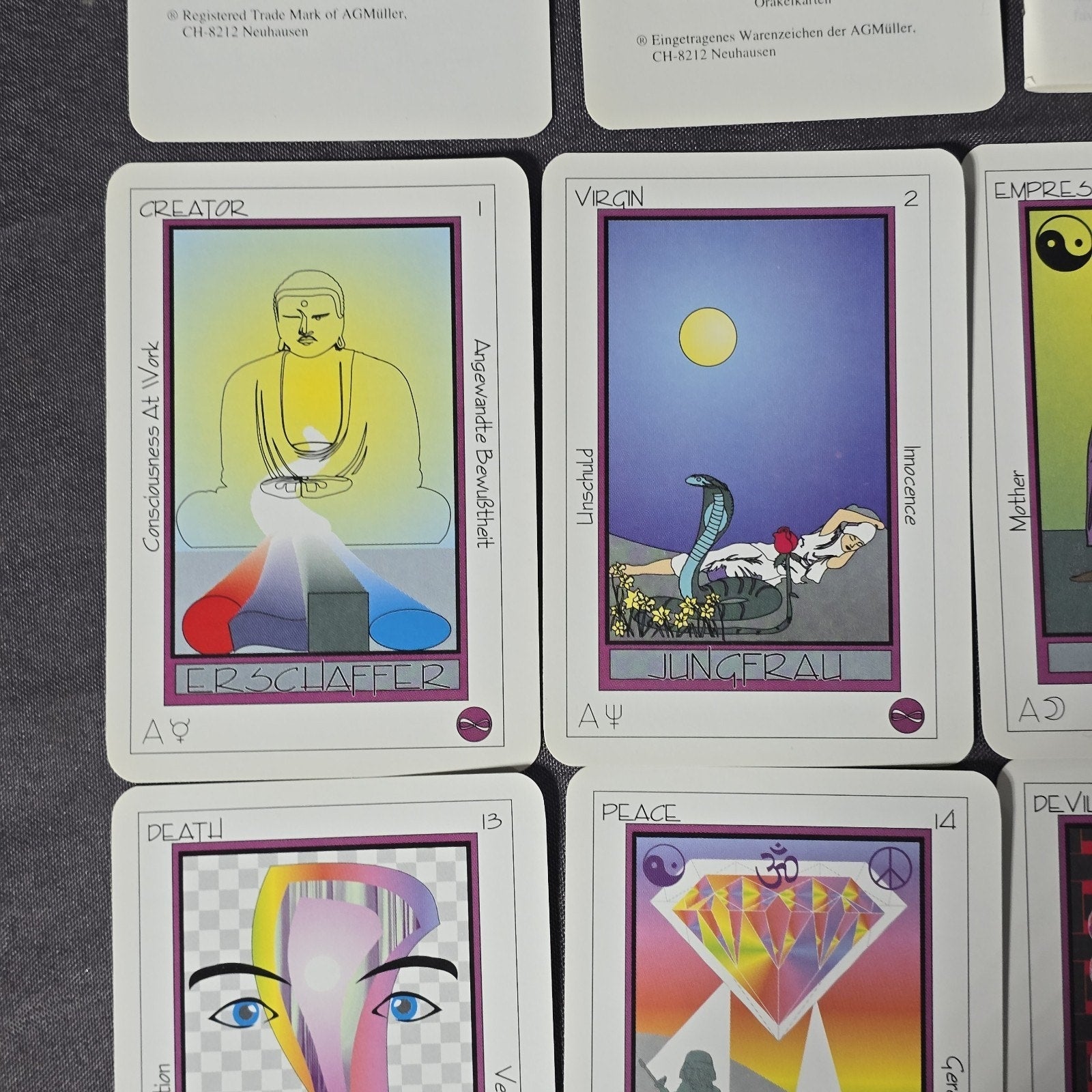 Vintage Experimental Tarot Card Deck by Gunnar Kossatz. Printed by AGMULLER English Edition
