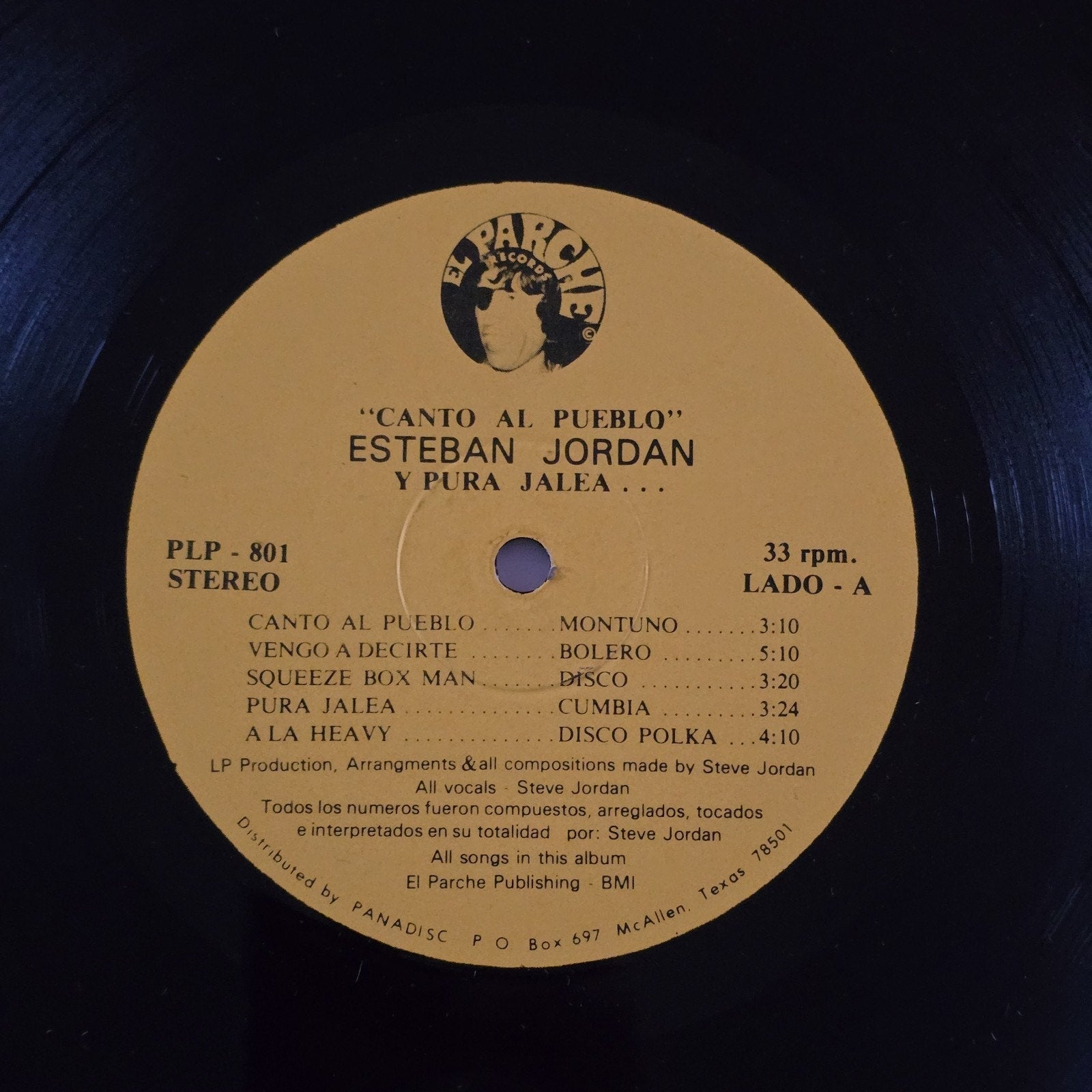 Original Esteban Steven Jordan & Pura Jalea - Canto Al Pueblo Vinyl LP 1st Edition