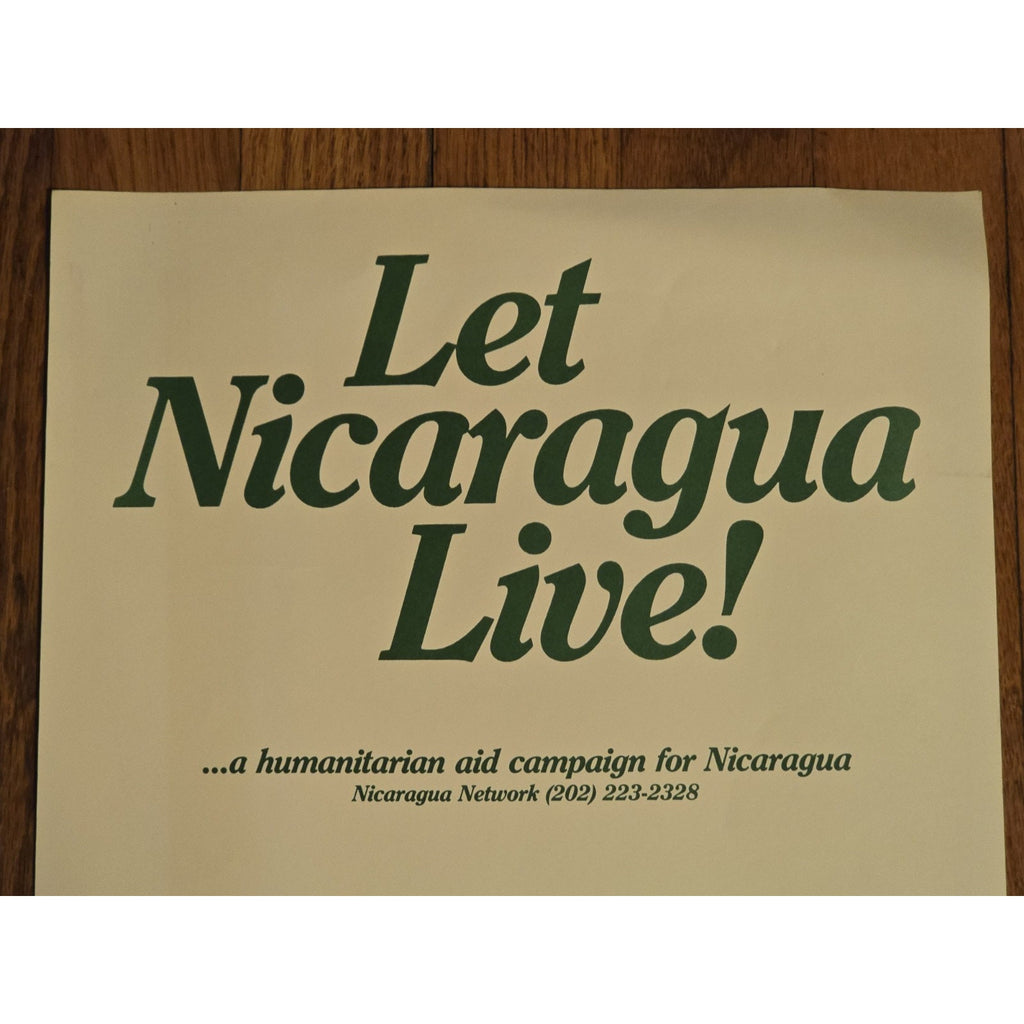 Vintage 1980s Let Nicaragua Live! Aid Campaign Poster Kris Kristofferson RARE