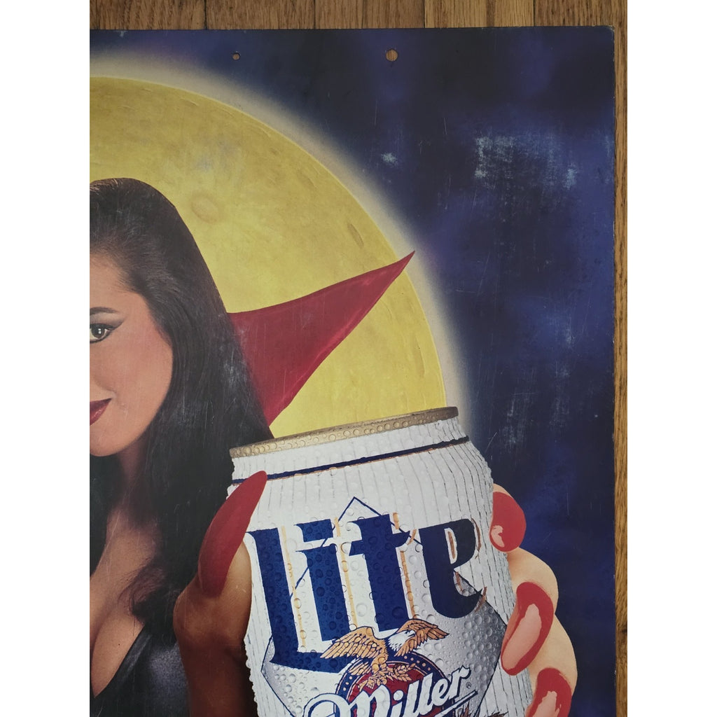 Vintage Miller Lite Thriller Vampiress Halloween Cardboard Advertisement 1980s/1990s