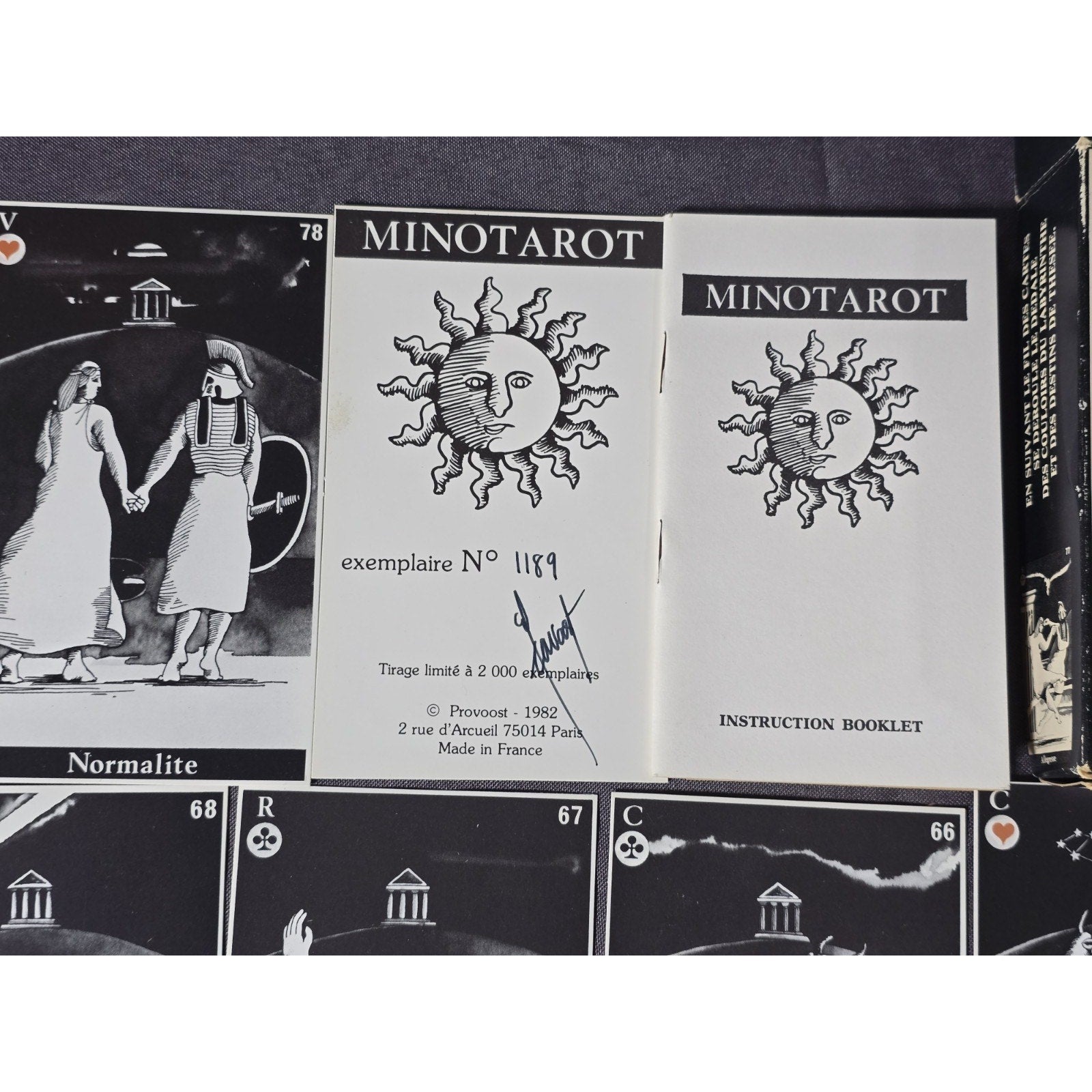 Original Minotarot Tarot Cards Deck from 1982. Made in France. 1st Signed Edition Numbered 1189/2000 RARE