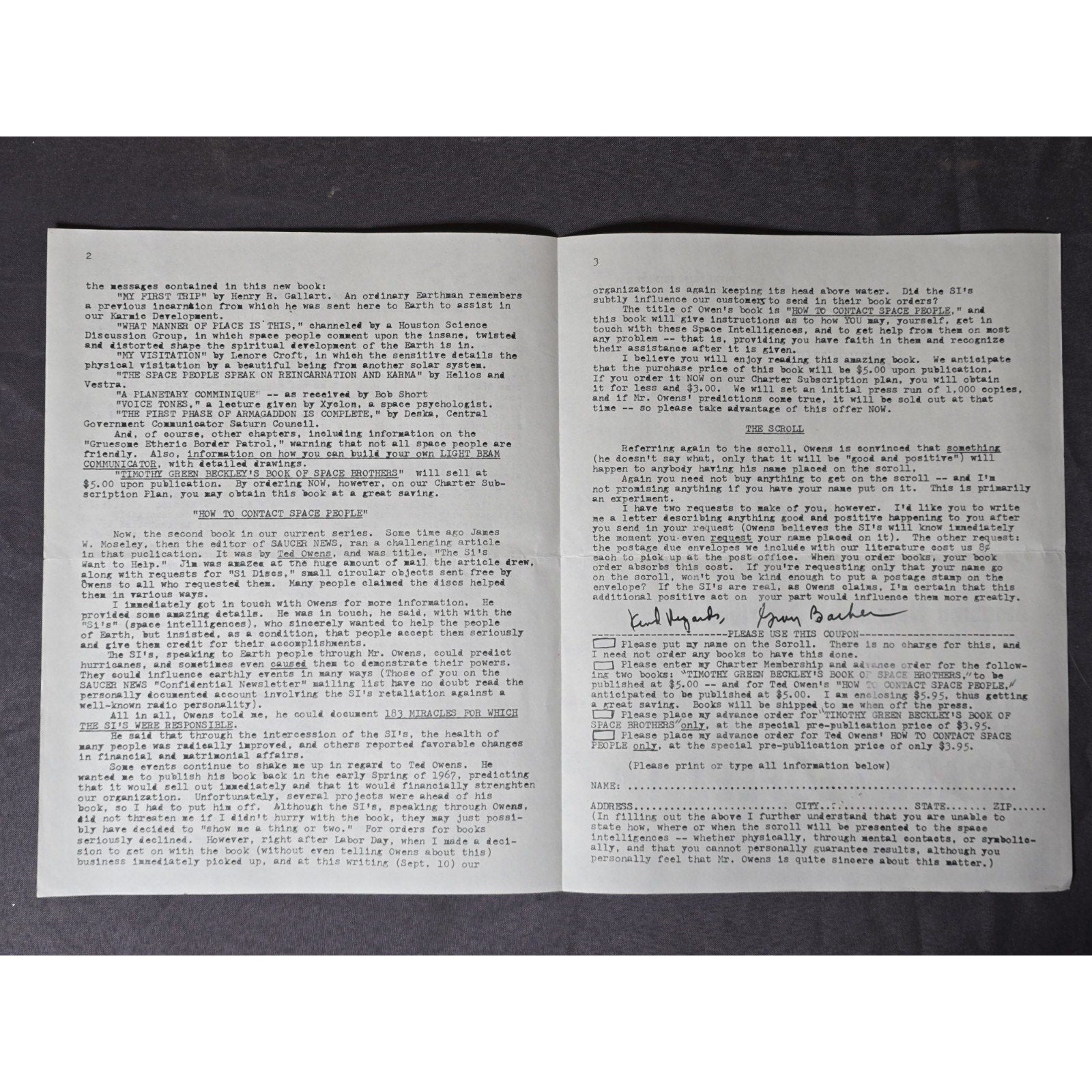 Original Saucerian Publications New Book Preview. How To Contact Space People + Name On Space Scroll