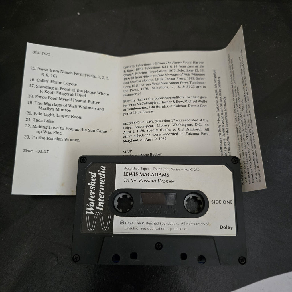 Vintage Lewis MacAdams Russian Women Poetry Experiment Cassette Tape.