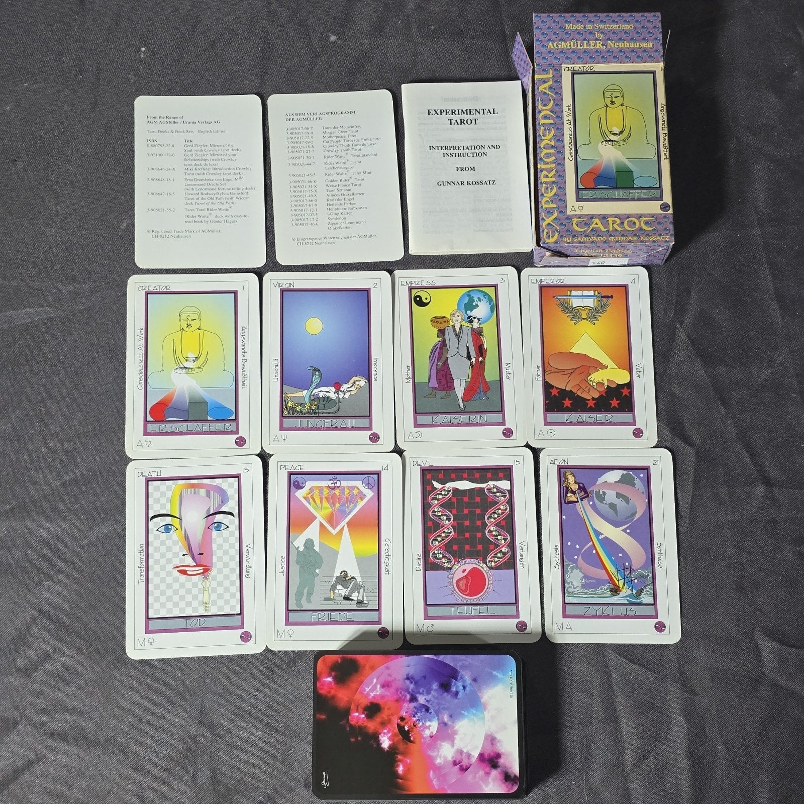 Vintage Experimental Tarot Card Deck by Gunnar Kossatz. Printed by AGMULLER English Edition