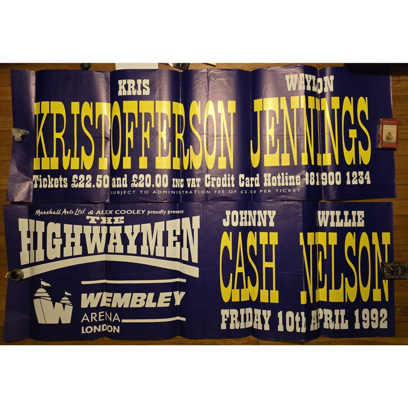 Original The Highwaymen Concert Poster Banners from Wembley Arena London, UK 4/10/1992
