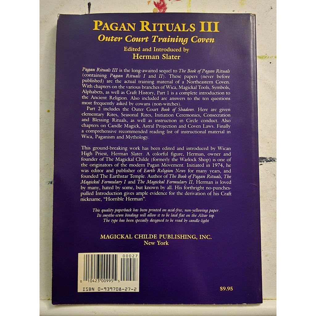 SIGNED Pagan Rituals III by Herman Slater Paperback 1989 1st Ed. Book Witchcraft
