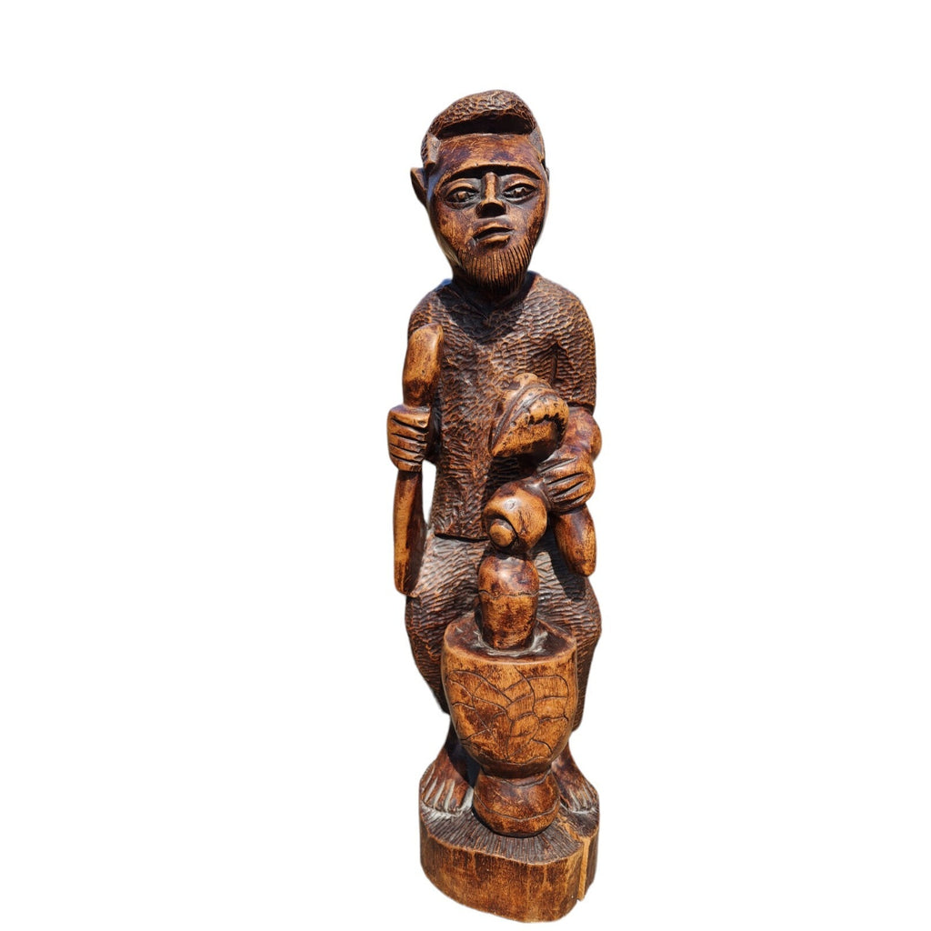 Vintage Wood Carved African Shaman Voodoo Man 26" Tall