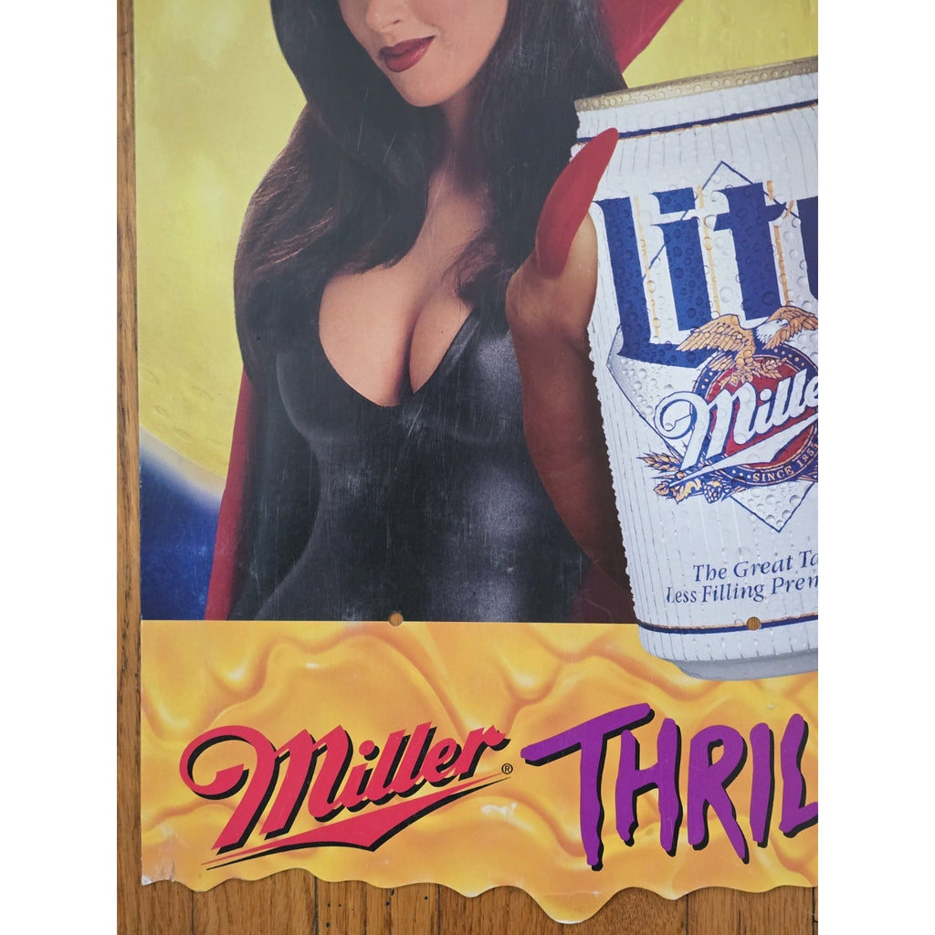 Vintage Miller Lite Thriller Vampiress Halloween Cardboard Advertisement 1980s/1990s