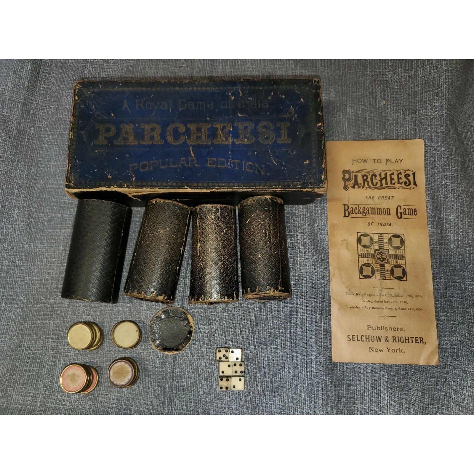 1890 Spirit Board (Ouija) Planchette Advertising Parcheesi Game Box