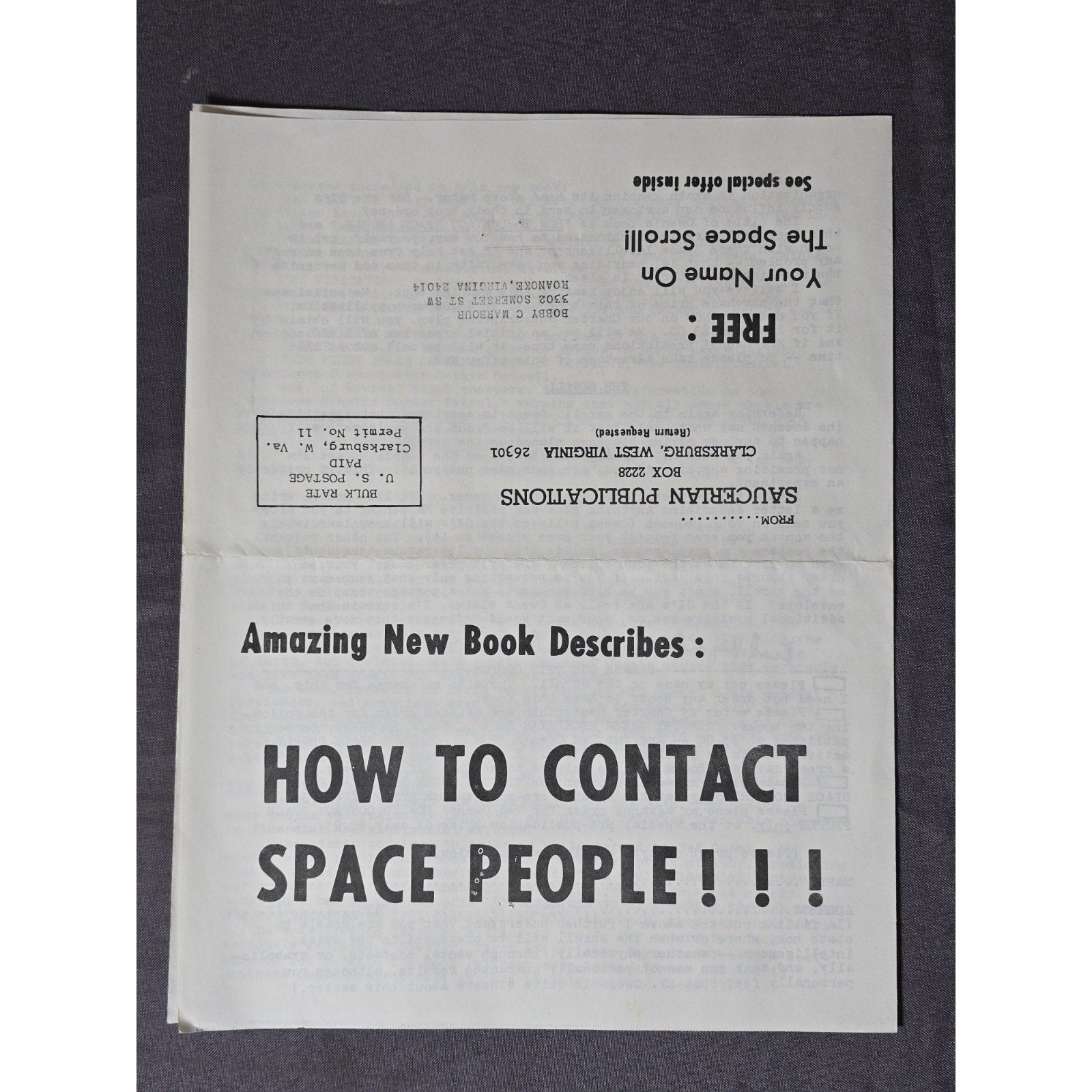 Original Saucerian Publications New Book Preview. How To Contact Space People + Name On Space Scroll