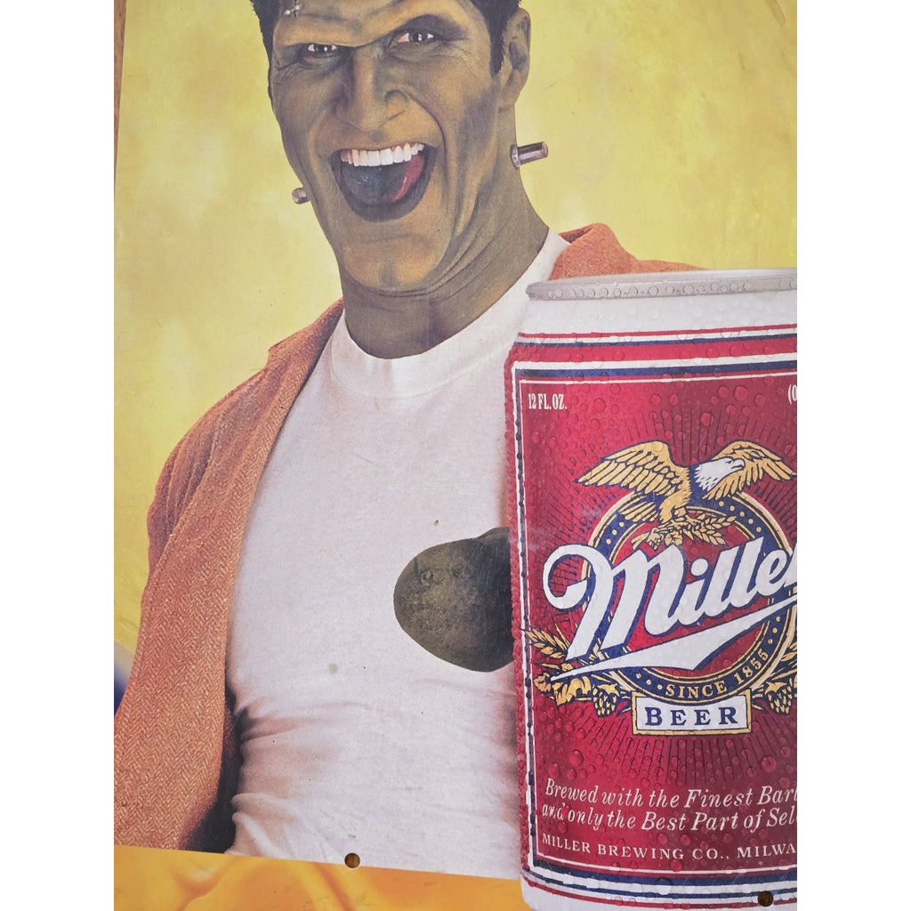 Vintage Miller Lite Thriller Frankenstein Halloween Cardboard Advertisement 1980s/90s