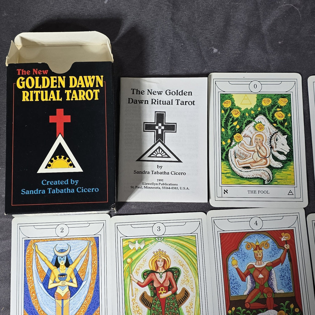Vintage The New Golden Dawn Ritual Tarot Card Deck by Sandra Cicero. Printed by Llewellyn