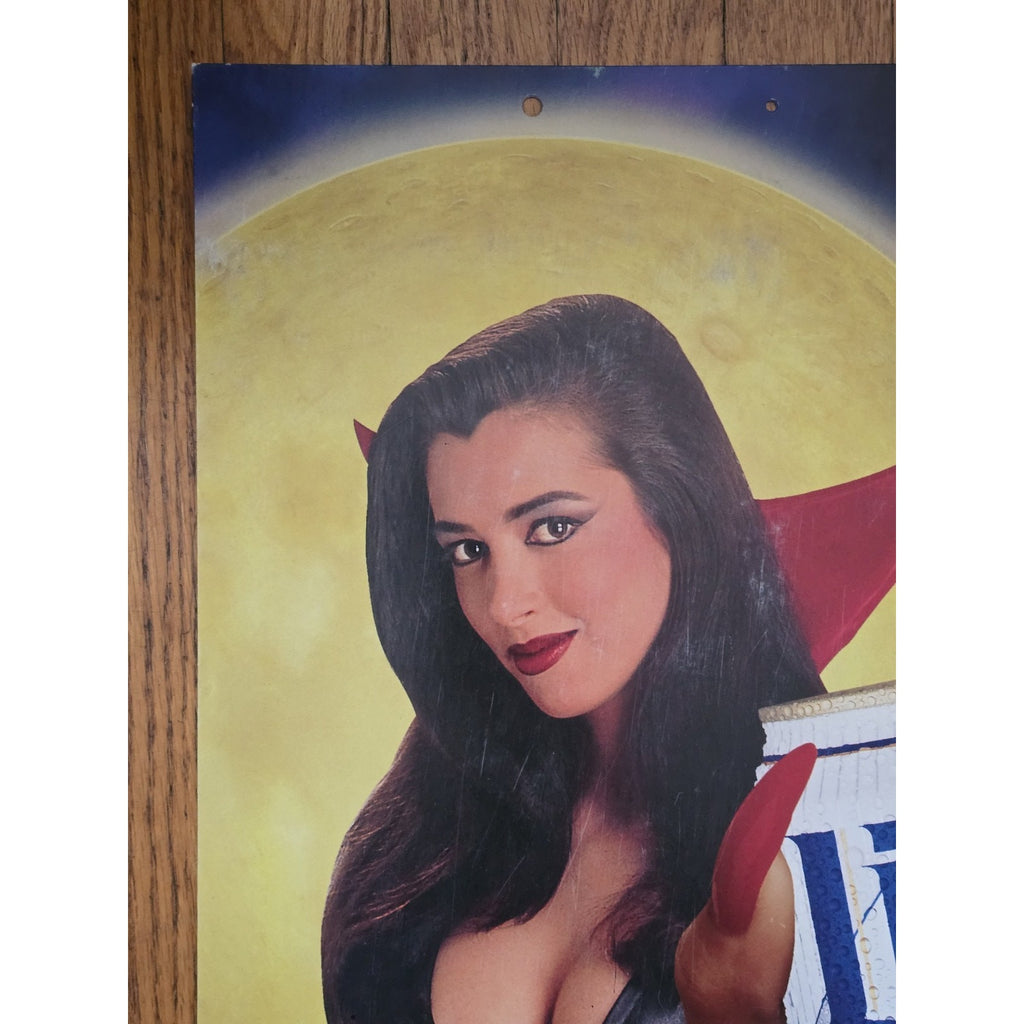 Vintage Miller Lite Thriller Vampiress Halloween Cardboard Advertisement 1980s/1990s