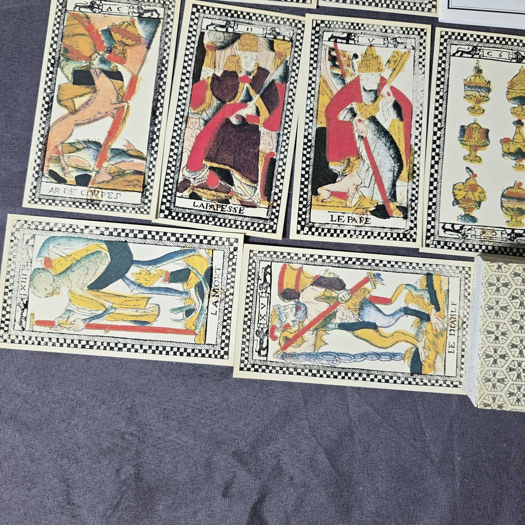 Vintage Tarot de Paris Card Deck 17th Century Reproduction by Andre Dimanche. Printed by Grimaud OOP