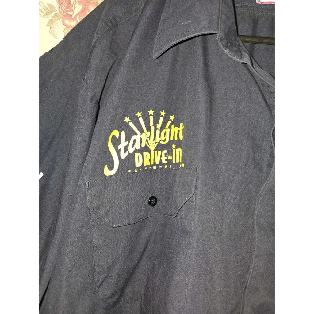 Vintage Starlight Drive In Movie Theater Employee Button Up Collared Shirt Karloff Lugosi RARE Horror