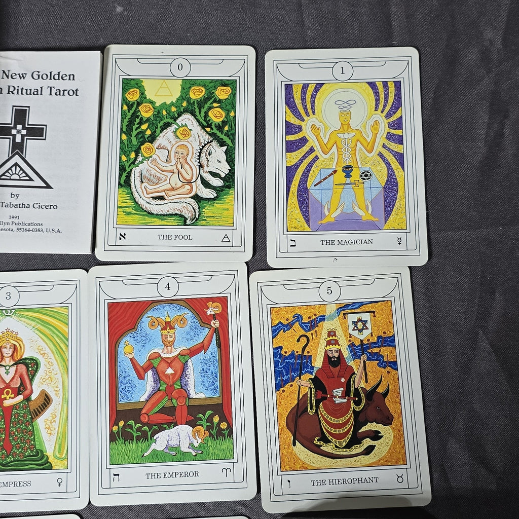 Vintage The New Golden Dawn Ritual Tarot Card Deck by Sandra Cicero. Printed by Llewellyn