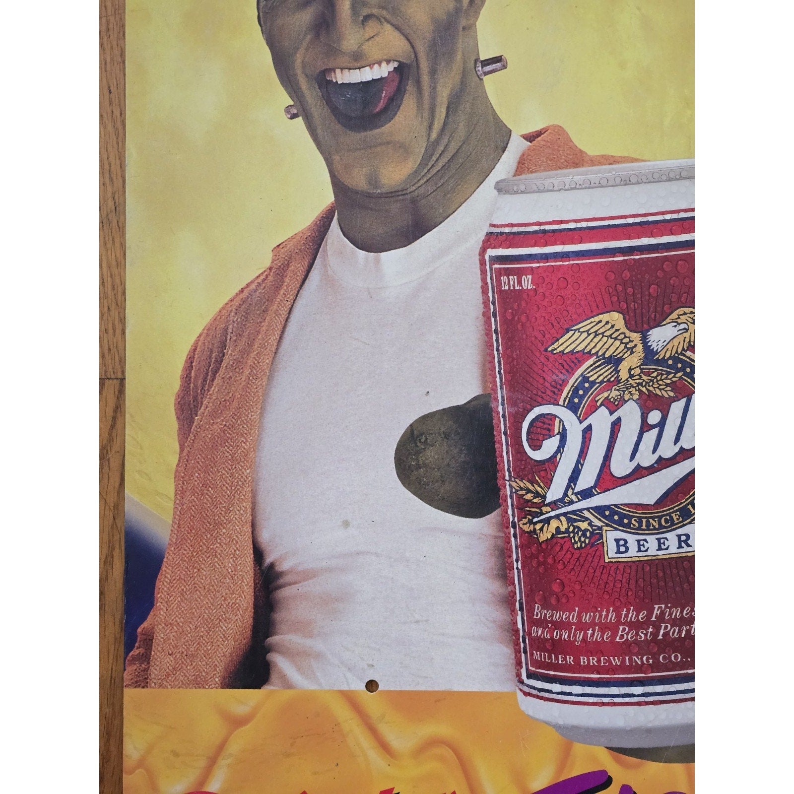 Vintage Miller Lite Thriller Frankenstein Halloween Cardboard Advertisement 1980s/90s