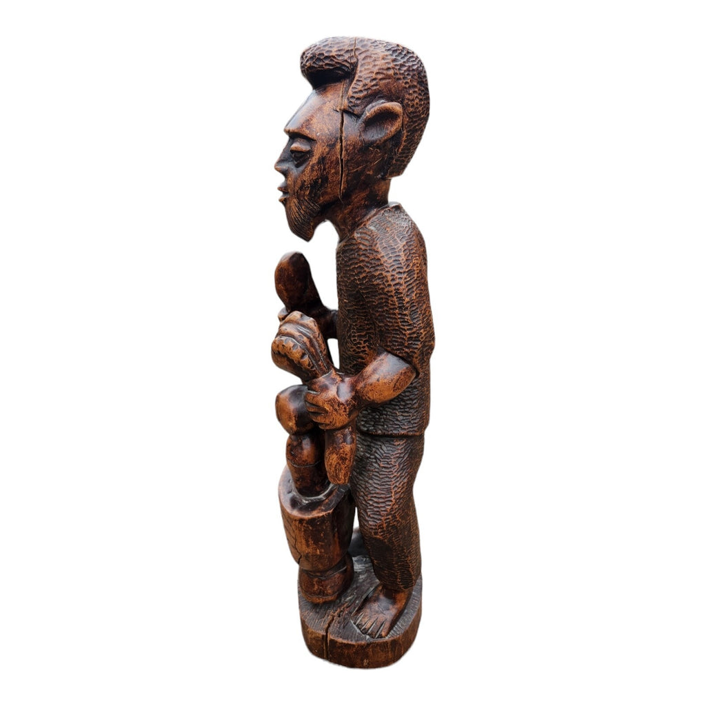 Vintage Wood Carved African Shaman Voodoo Man 26" Tall