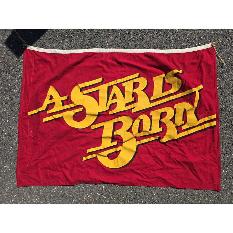 A Star Is Born Kris Kristofferson and Barbara Streisand Hand Painted Flag Movie Premiere