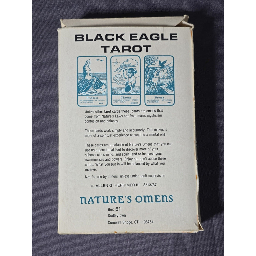 Black Eagle Tarot Nature's Omens From Dudleytown Card Deck by Allen Herkimer of Connecticut.