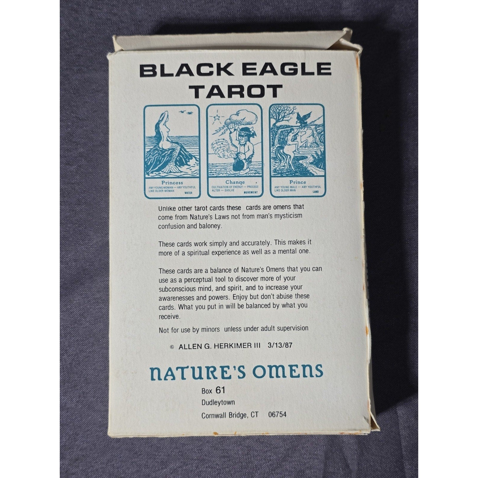 Black Eagle Tarot Nature's Omens From Dudleytown Card Deck by Allen Herkimer of Connecticut.