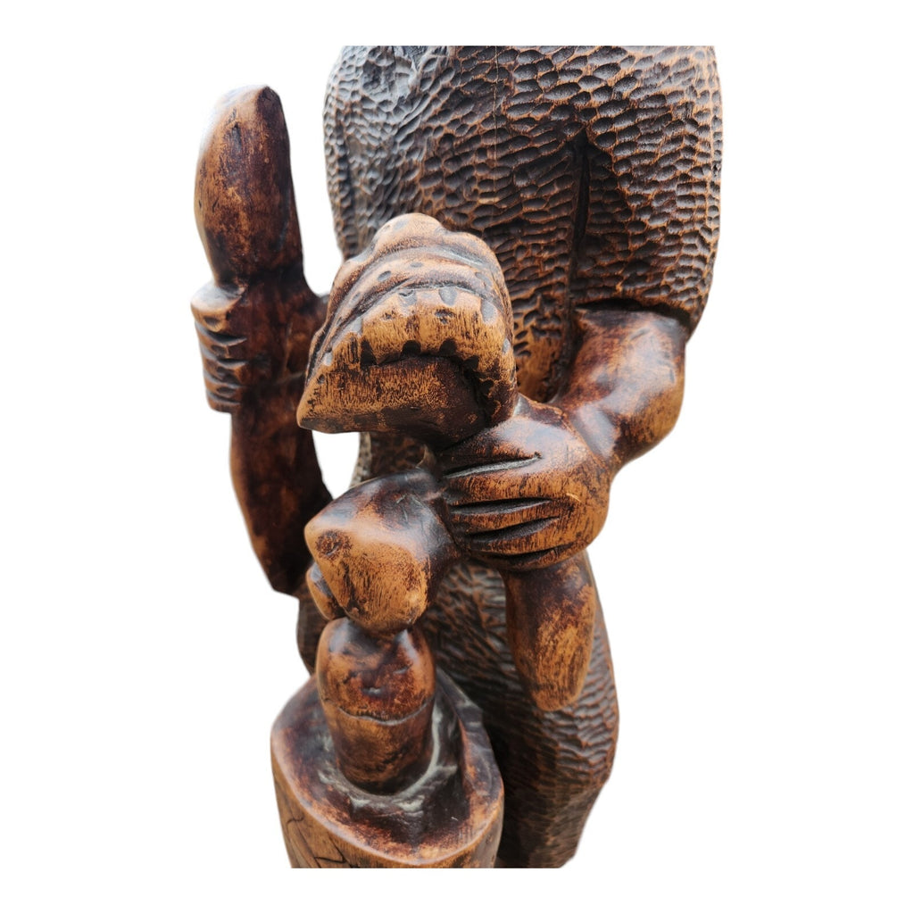 Vintage Wood Carved African Shaman Voodoo Man 26" Tall