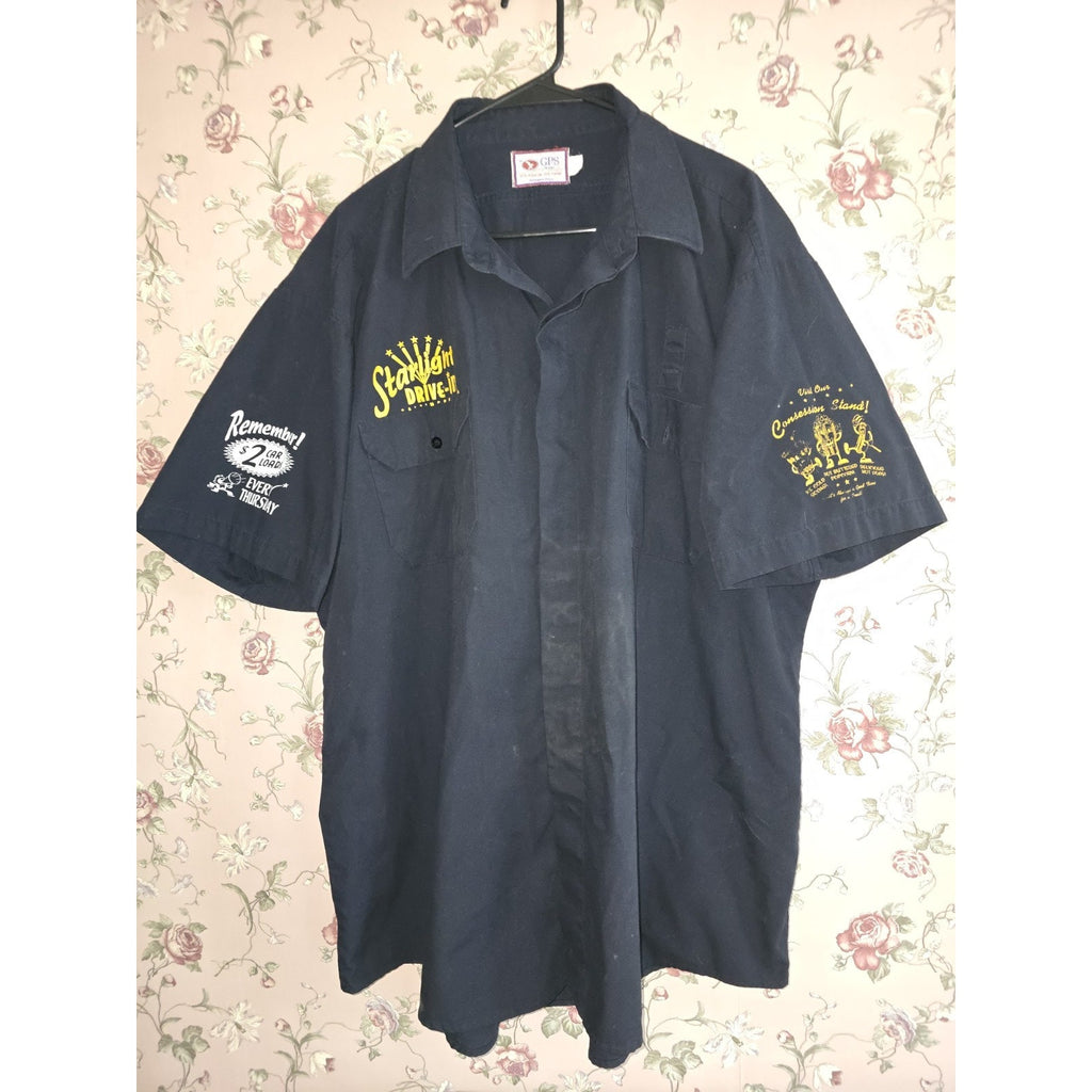 Vintage Starlight Drive In Movie Theater Employee Button Up Collared Shirt Karloff Lugosi RARE Horror