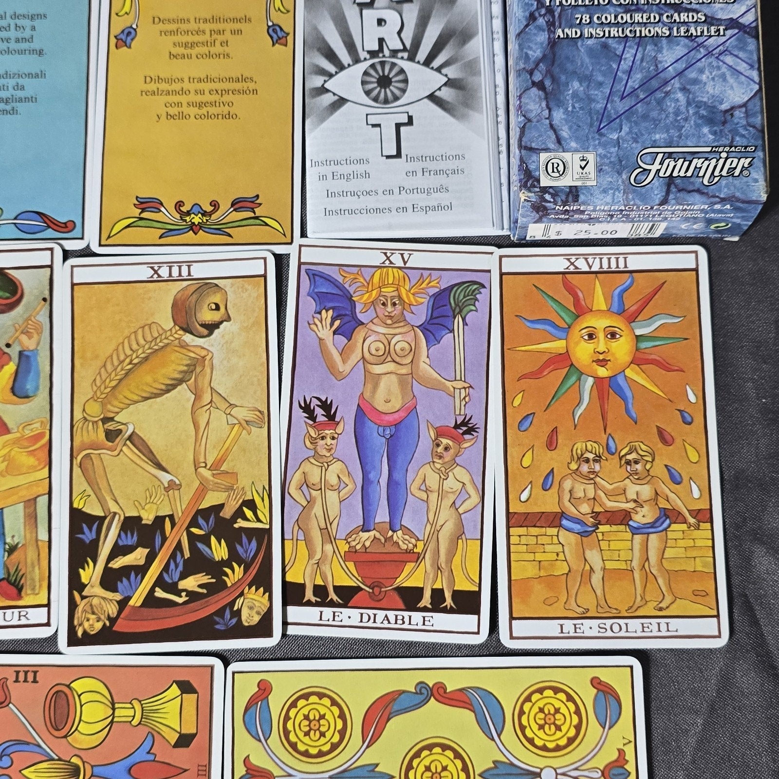 Vintage Le Tarot De Marseille Fournier of Spain Reprint Multilingual Rare