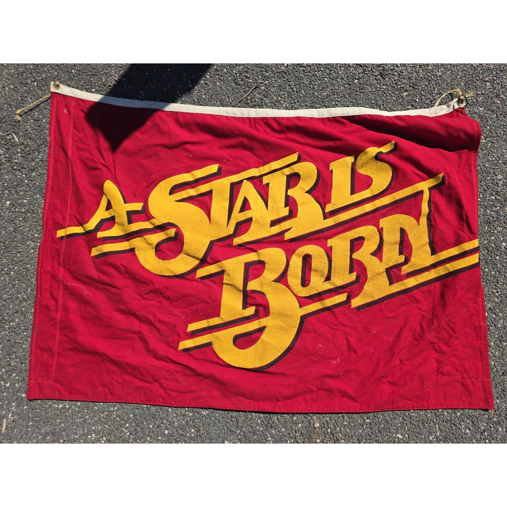 A Star Is Born Kris Kristofferson and Barbara Streisand Hand Painted Flag Movie Premiere