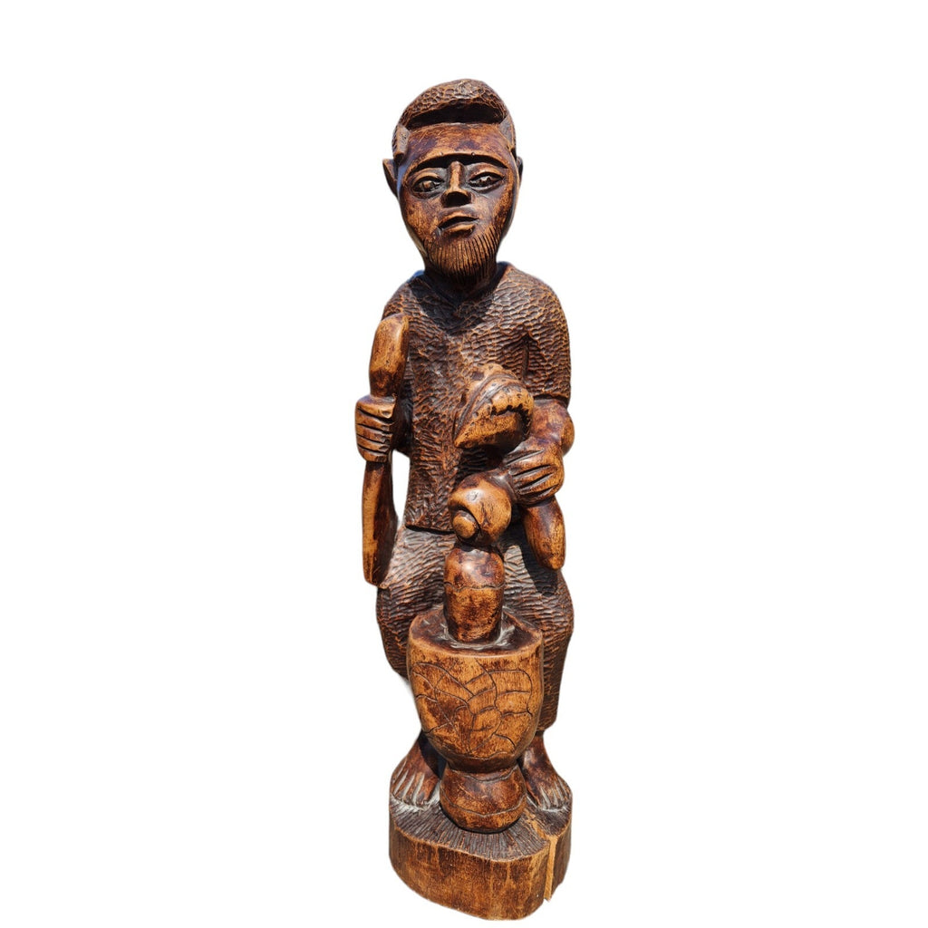 Vintage Wood Carved African Shaman Voodoo Man 26" Tall