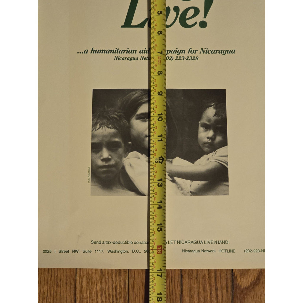 Vintage 1980s Let Nicaragua Live! Aid Campaign Poster Kris Kristofferson RARE