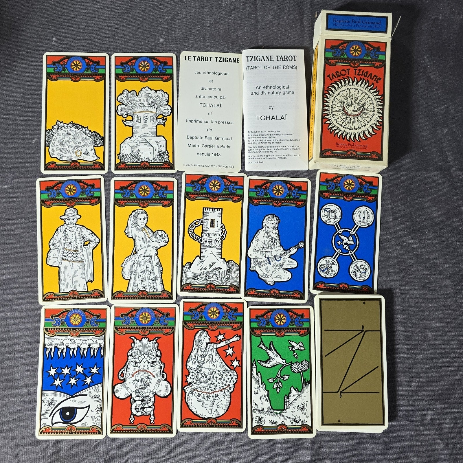 Tzigane Tarot TCHALAÏ Grimaud 1984 Ethnological & Divinatory 38 Card Deck RARE